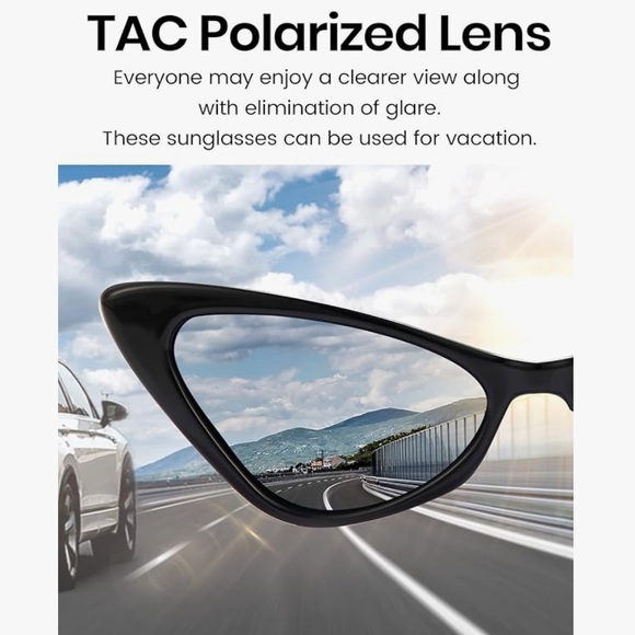 Veda Tinda Vision Cat Eye Sunglasses for Women Tinted Polarized Retro Large - Picture 8 of 11